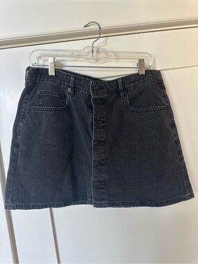 American Eagle Outfitters Black Denim Button-Front Mini Skirt